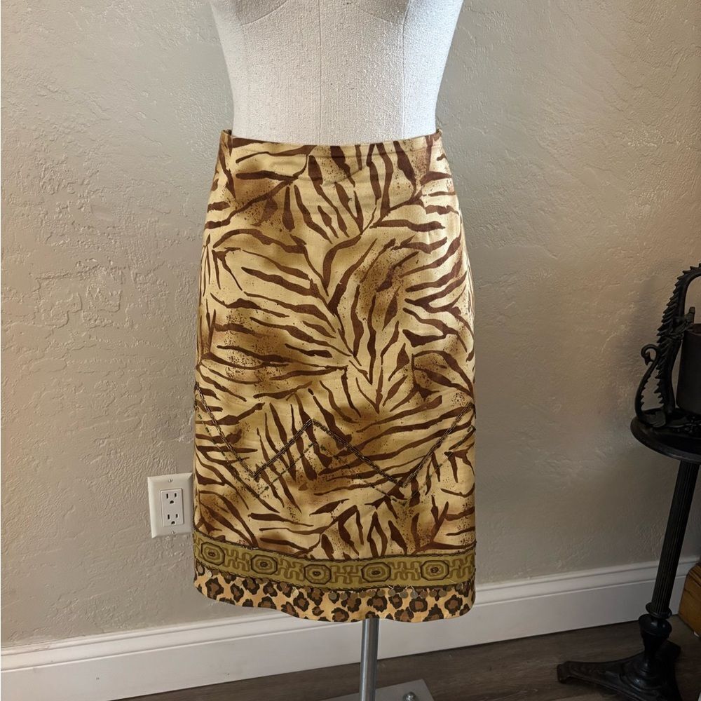 Bamboo Traders Animal Print Skirt with Leopard Trim Sz 14 P